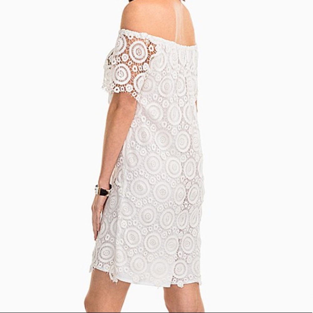 SOLD Marshmallow Crochet Lace Off-Shoulder Dress, S - Picture 3 of 4